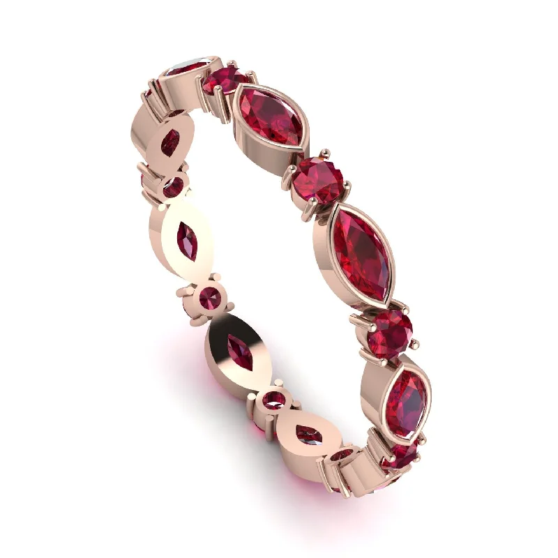 women's ring petite charm -Marquise Ruby Eternity Band - Cecilia No. 56