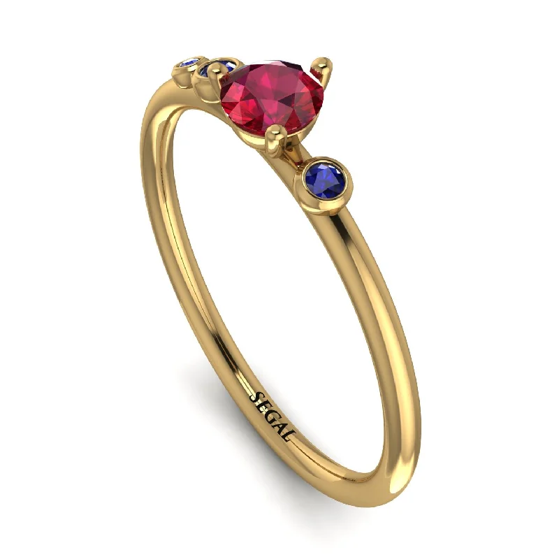 women's ring antique design -Minimalist Thin Ruby Ring - Brielle No. 70