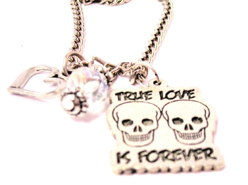 women's necklaces Christmas gift -True Love Is Forever Skulls Necklace with Small Heart