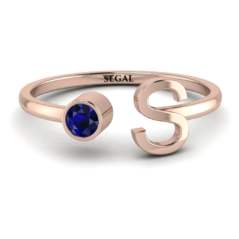 women's ring minimalist band -Personalized Open Sapphire Ring - Finley No. 14