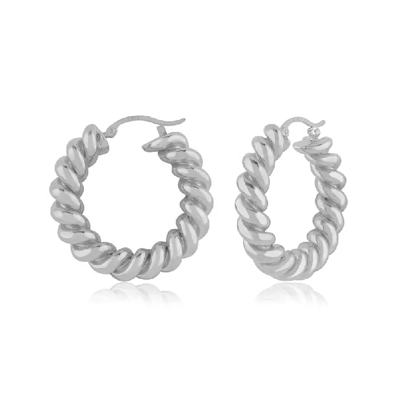 women's earrings sapphire crystal -Spiral Twist Hoop Earrings, 1 Inch, Sterling Silver