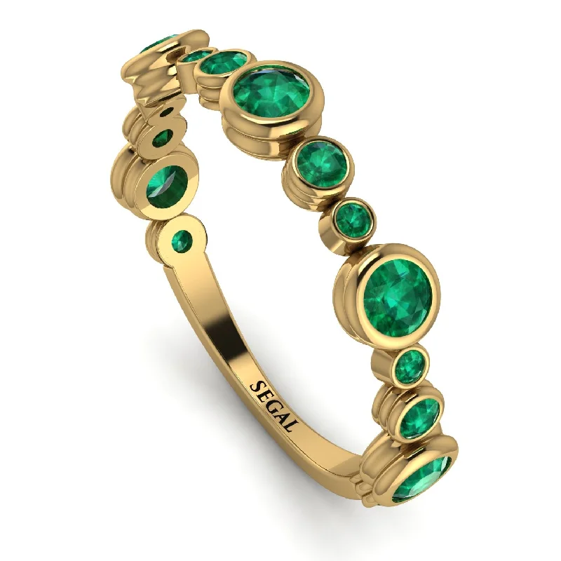 women's ring elegant crown shape -Bezel Emerald Eternity Band - Valeria No. 19