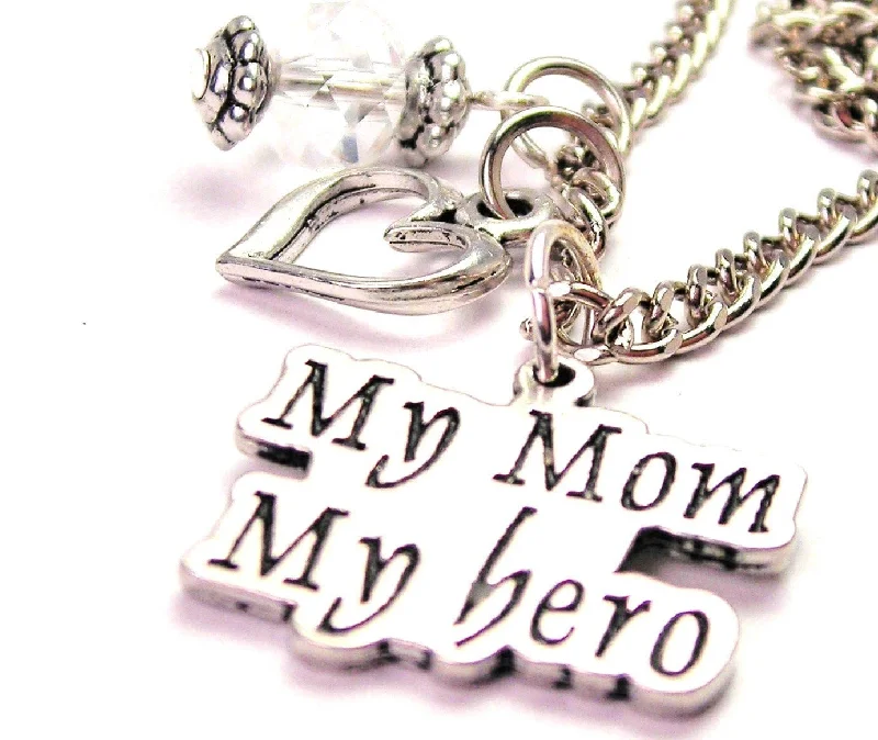 women's necklaces best seller -My Mom My Hero Necklace with Small Heart