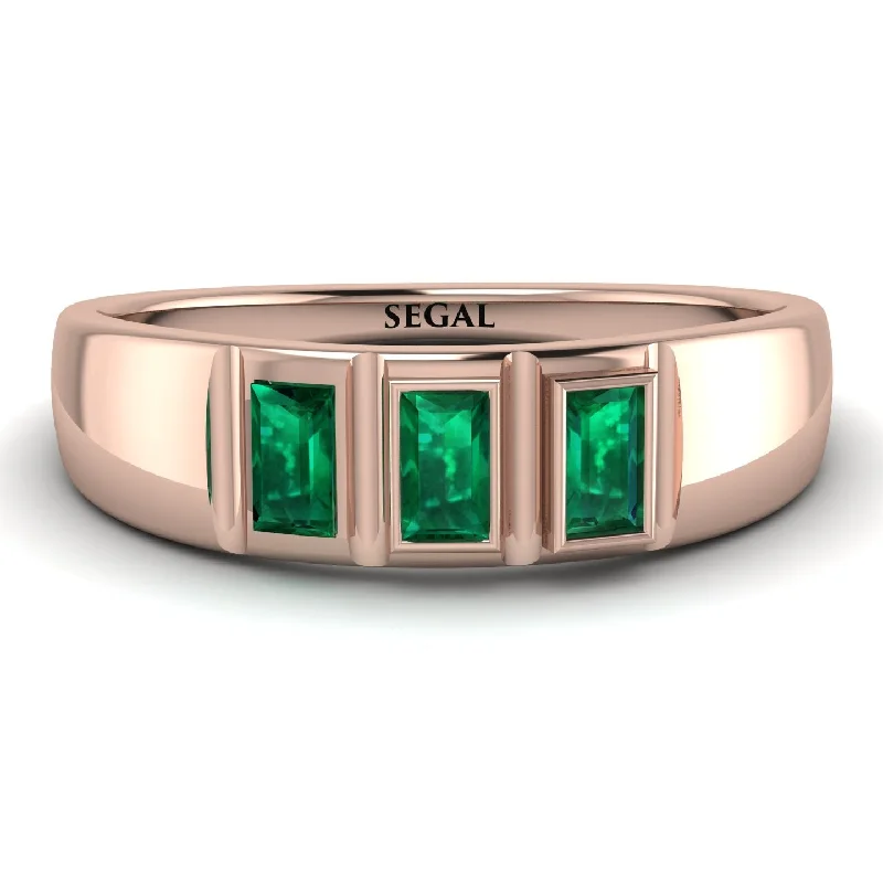 women's ring waterproof jewelry -3 Stone Bagutte Emerald Ring - Lilly No. 5