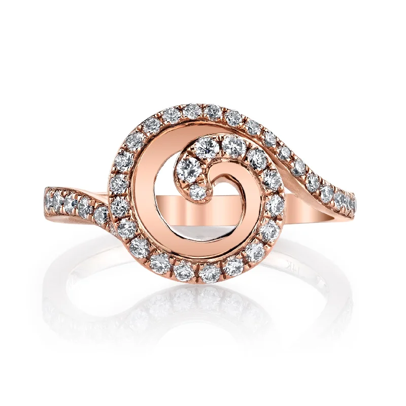 women's ring cross charm -14K Rose Gold 0.52ct. Swirling Diamond Fashion Ring