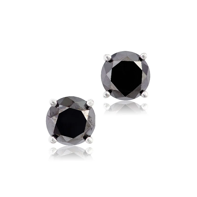 women's earrings gold -1.00 Ctw Enhanced Round Black Diamond Stud Earrings