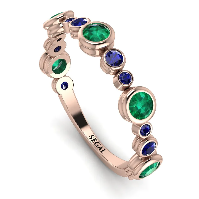 women's ring casual everyday -Bezel Emerald Eternity Band - Valeria No. 65