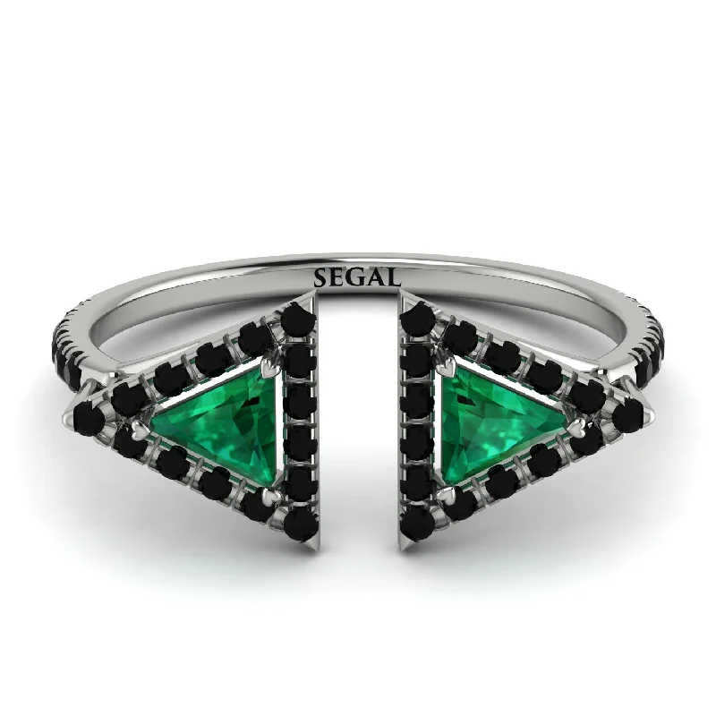 women's ring moon design -Triangle Emerald Open Ring - Nevaeh No. 36