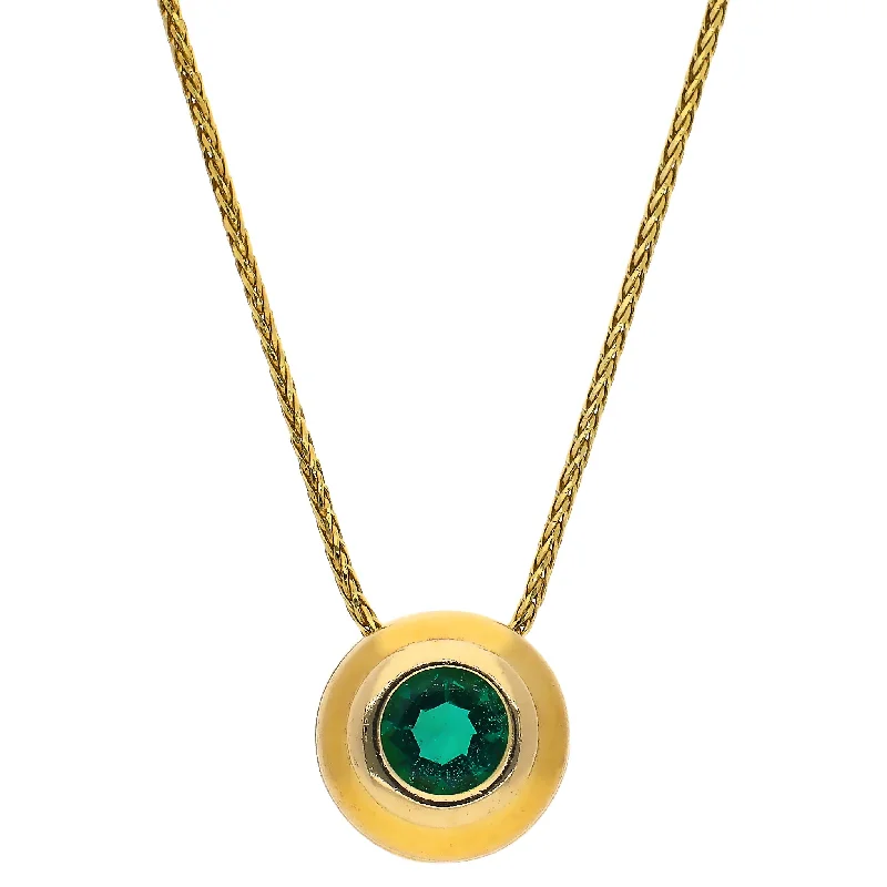 women's necklaces star charm -14k Yellow Gold Emerald Bezel Set Necklace