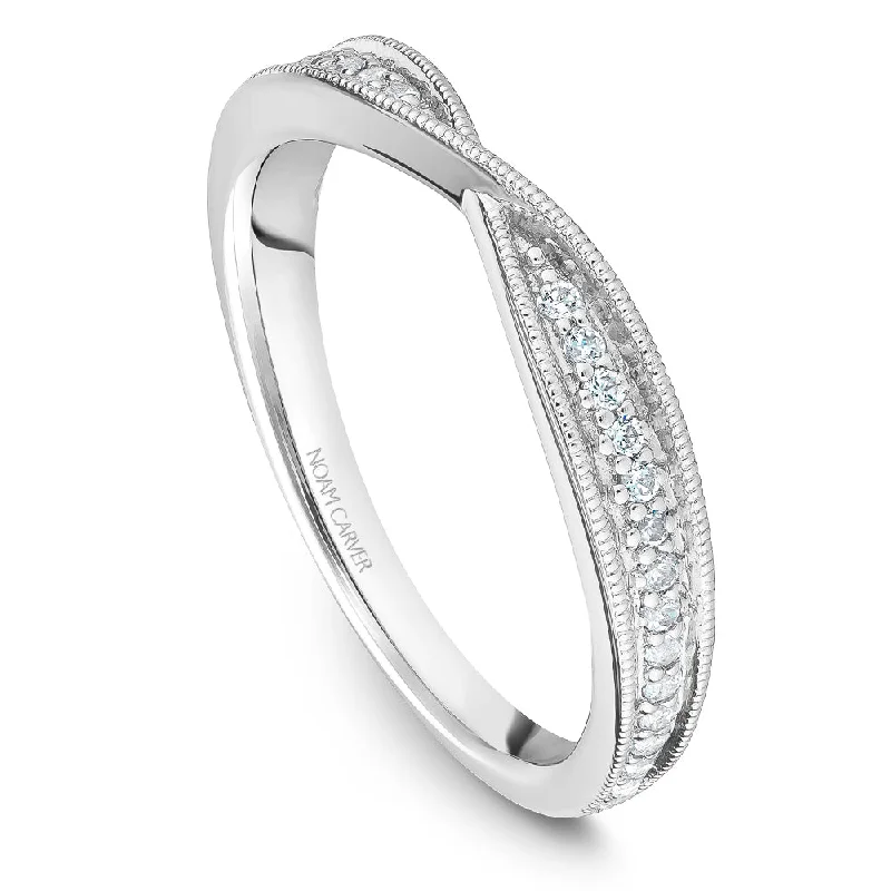 women's ring trendy wide band -Noam Carver Stackable Collection 0.32cttw. Diamond Fashion Ring STB22-1