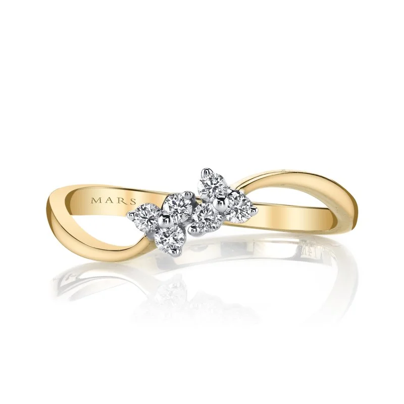 women's ring halo setting -14K Two-Tone Gold 0.15ct. Cluster Diamond Dainty Fashion Ring