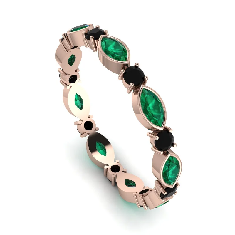 women's ring luxury celebrity style -Marquise Emerald Eternity Band - Cecilia No. 35