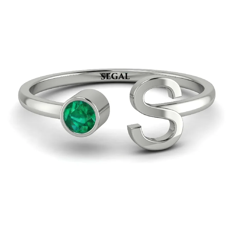 women's ring premium quality -Personalized Open Emerald Ring - Finley No. 6