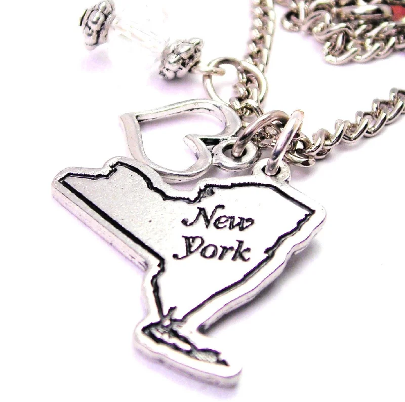 women's necklaces celestial moon and stars -New York State Necklace with Small Heart