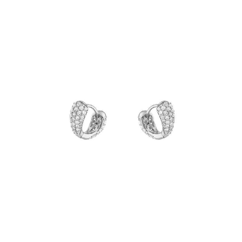 women's earrings mother of pearl -18 Karat White Gold Mini Pave Diamond Huggy Earrings