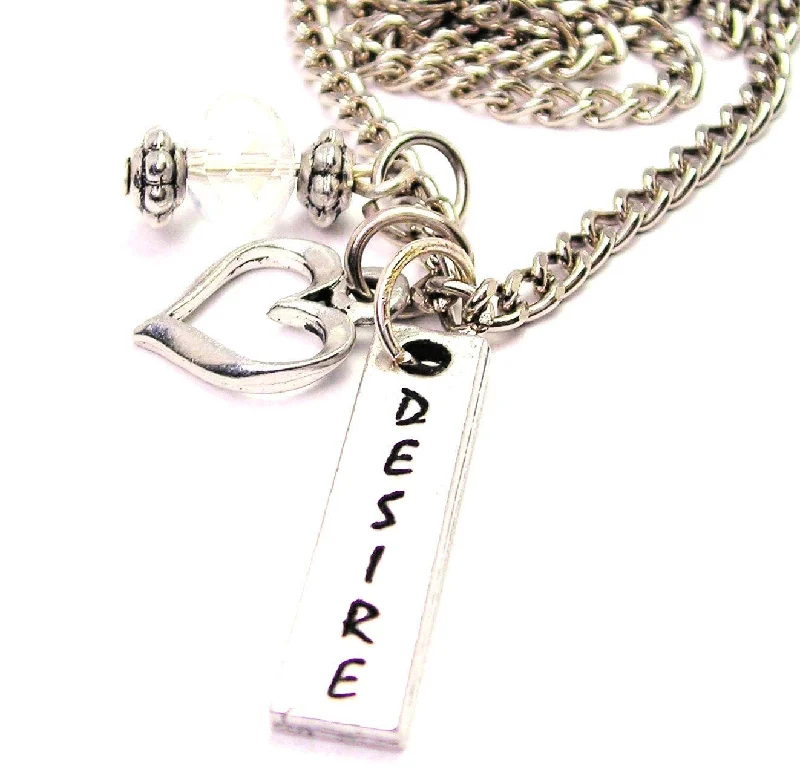 women's necklaces anniversary necklace -Desire Long Tab Necklace with Small Heart