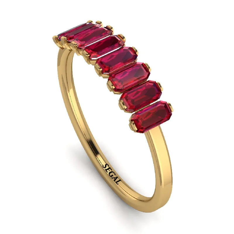 women's ring bar design -Emerald Cut Ruby Band - Esther No. 10