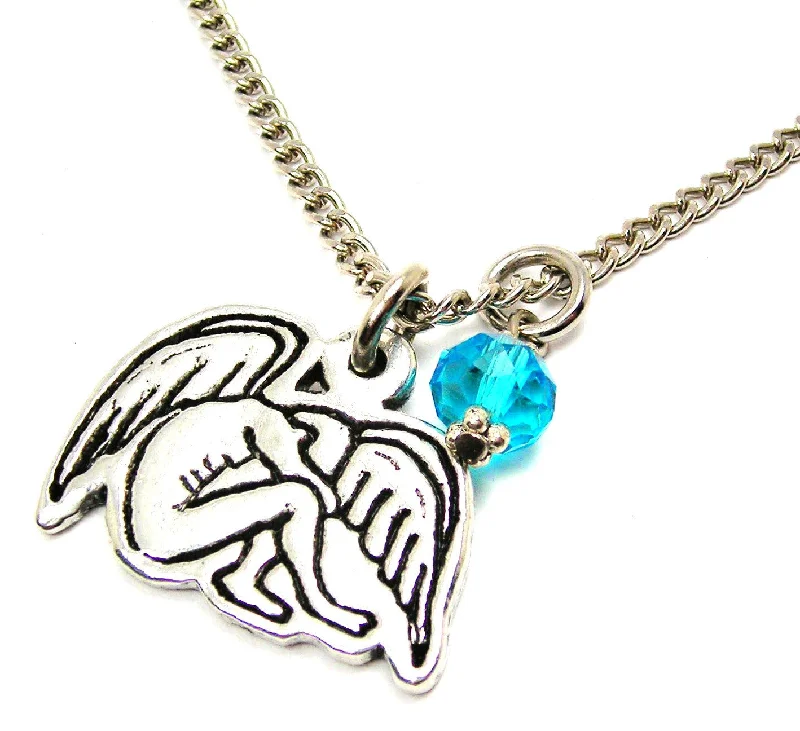 women's necklaces adjustable clasp -Weeping Male Angel Necklace