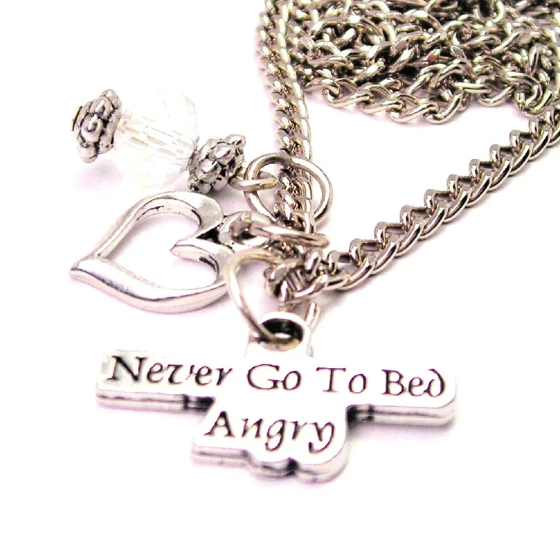 women's necklaces modern style -Never Go To Bed Angry Necklace with Small Heart