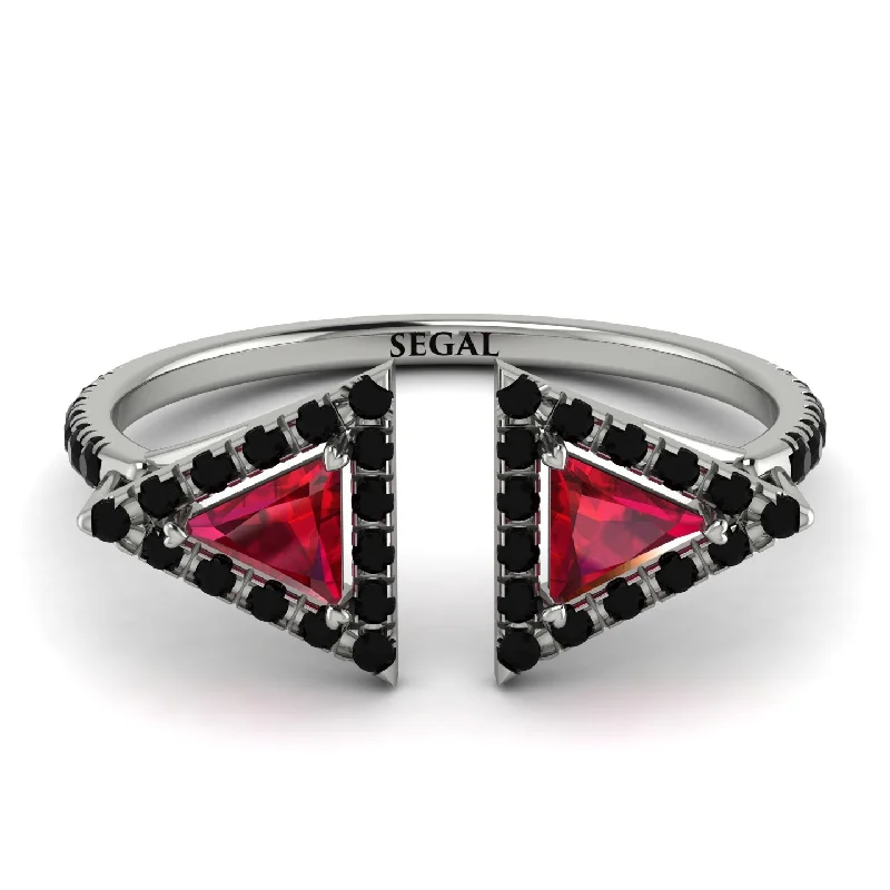 women's ring with initials -Triangle Ruby Open Ring - Nevaeh No. 42