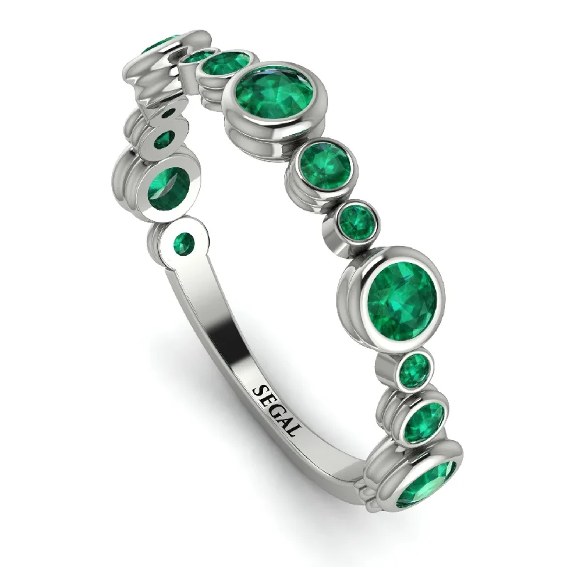 women's ring luxury celebrity style -Bezel Emerald Eternity Band - Valeria No. 21