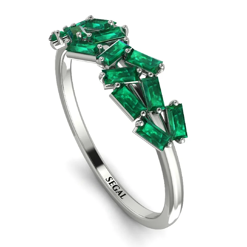 women's ring emerald gemstone -Baguette Emerald Ring Mix - Athena No. 6