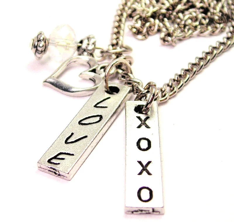 women's necklaces ruby -Love Xoxo Long Tab Necklace with Small Heart