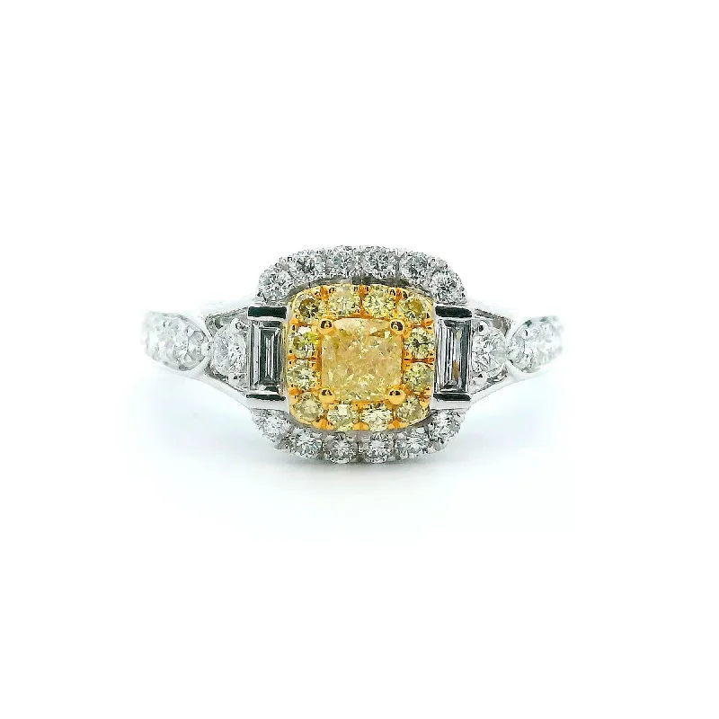 women's ring designer brand -14K Two-Tone Gold 0.41cttw.Yellow Diamond & 0.65cttw. White Diamond Fashion Ring