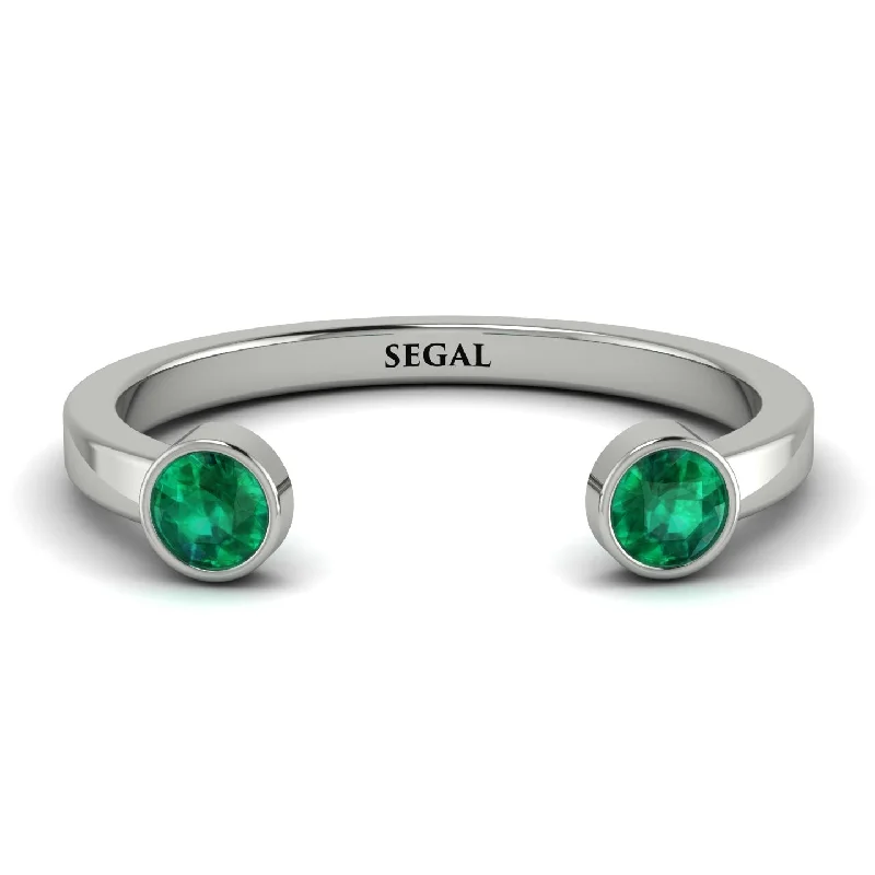 women's ring small gemstone -Open Bezel Emerald Ring - Khloe No. 6