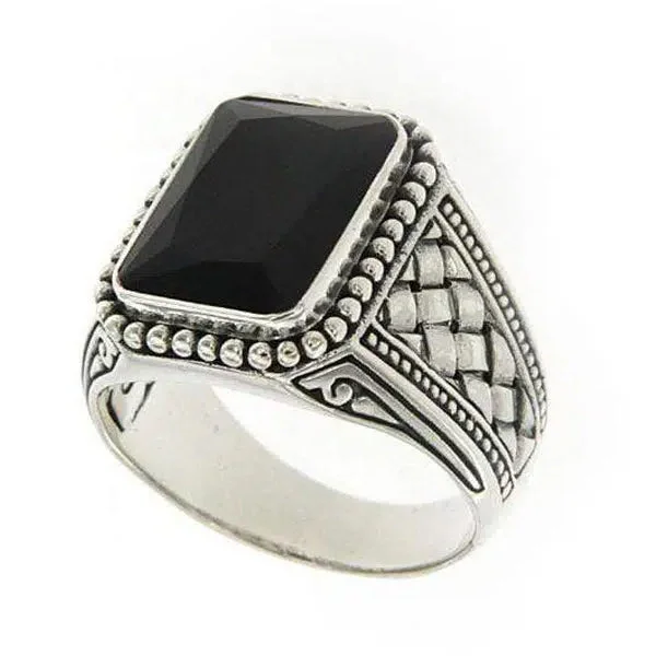 women's ring handcrafted statement -Samuel B. Essex Black Onyx Sterling Silver Ring