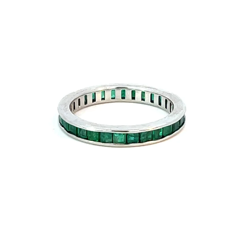 women's ring infinity love design -Stackable Emerald Eternity Band