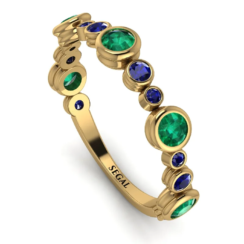 women's ring statement gemstone -Bezel Emerald Eternity Band - Valeria No. 64