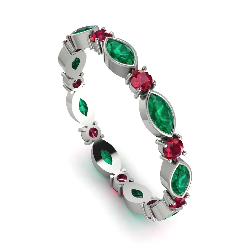 women's ring fashionable yet simple -Marquise Emerald Eternity Band - Cecilia No. 51