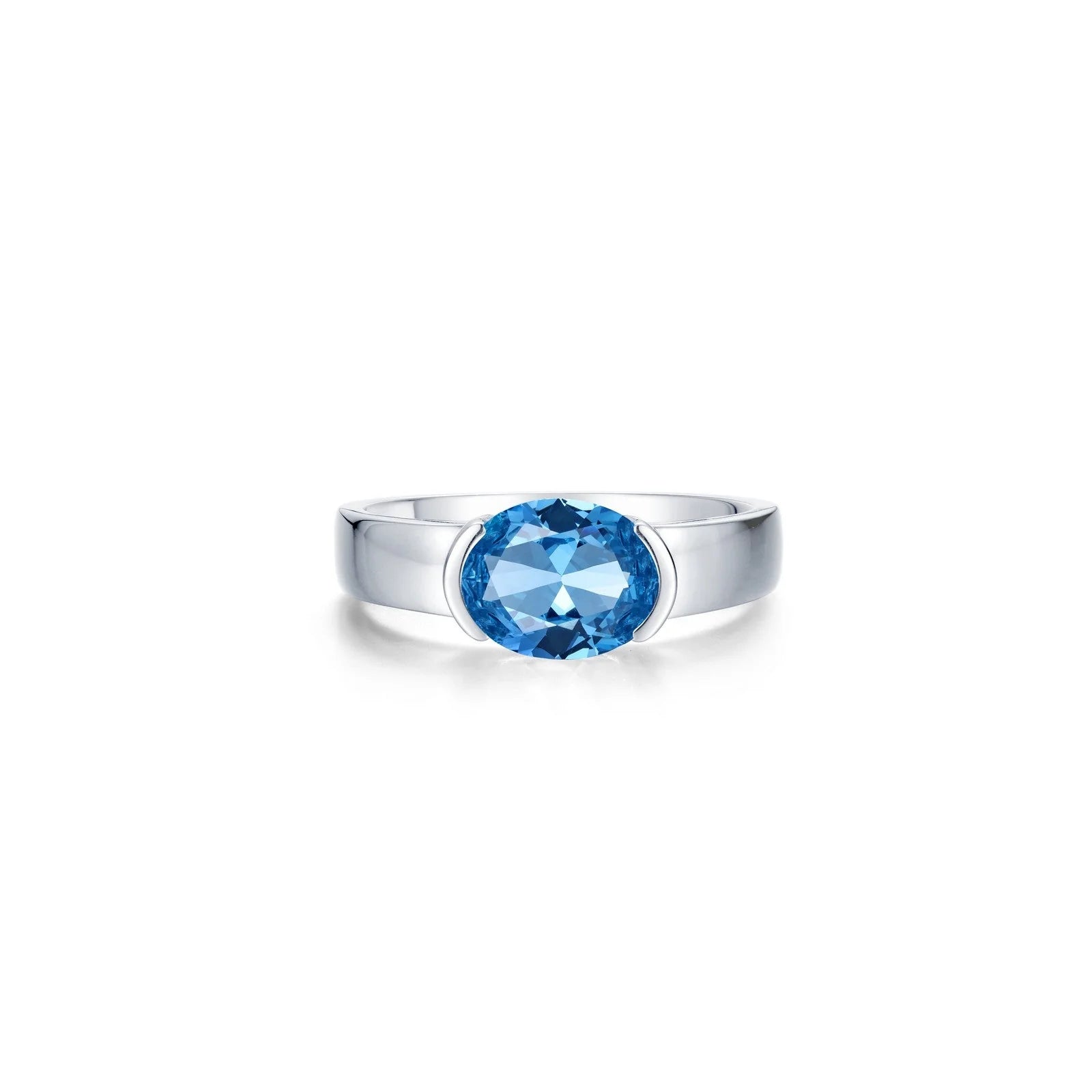 women's ring fashionable yet simple -Lafonn Blue Topaz Oval Modernist Solitaire Ring R2037BTP05