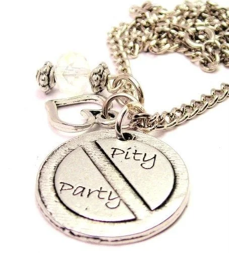 women's necklaces adjustable clasp -No Pity Party Necklace with Small Heart