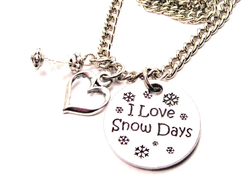 women's necklaces mixed metal design -I Love Snow Days Necklace with Small Heart