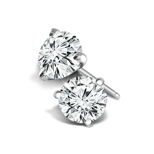 women's earrings crystal accent -1/4 Ctw Round Lab Grown Martini Set Diamond Stud Earrings