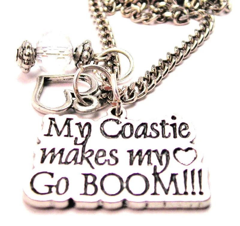 women's necklaces infinity symbol -My Coastie Makes My Heart Go Boom Necklace with Small Heart