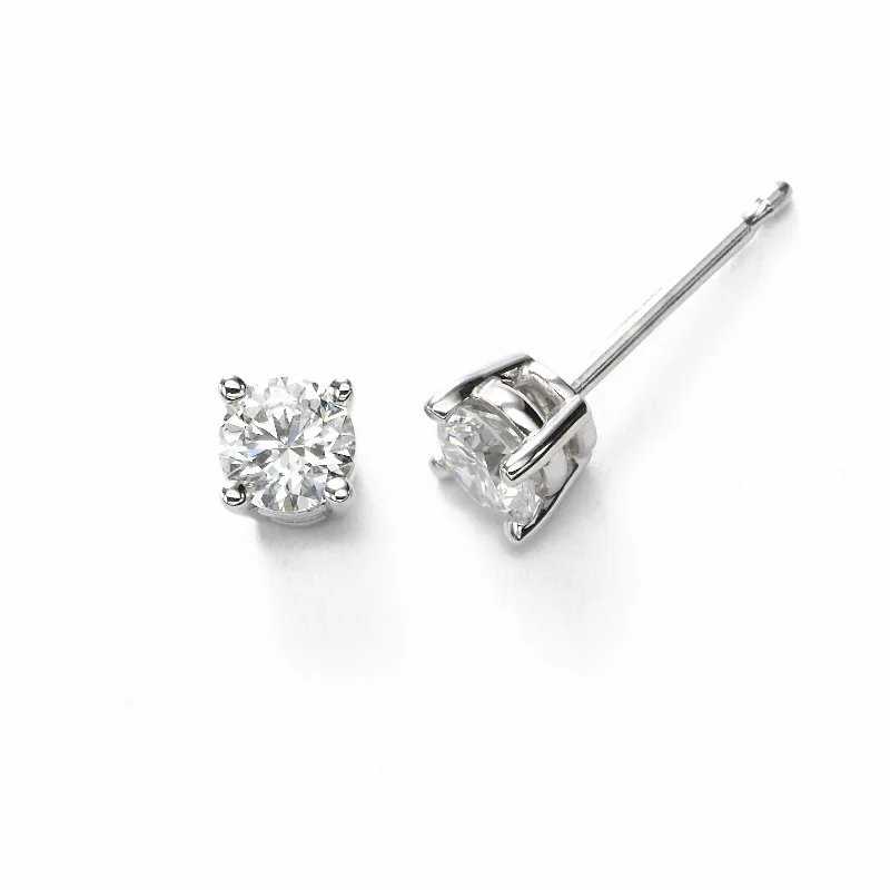 women's earrings antique design -Diamond Stud Earrings, .50 Carat Total, G/H/I SI1, 14K White Gold