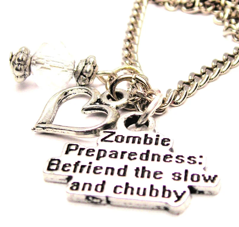 women's necklaces fashion-forward layering -Zombie Preparedness Befriend The Slow And Chubby Necklace with Small Heart