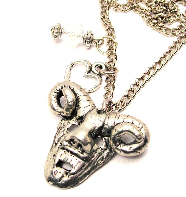 women's necklaces celestial star pendant -Demon Face Necklace with Small Heart