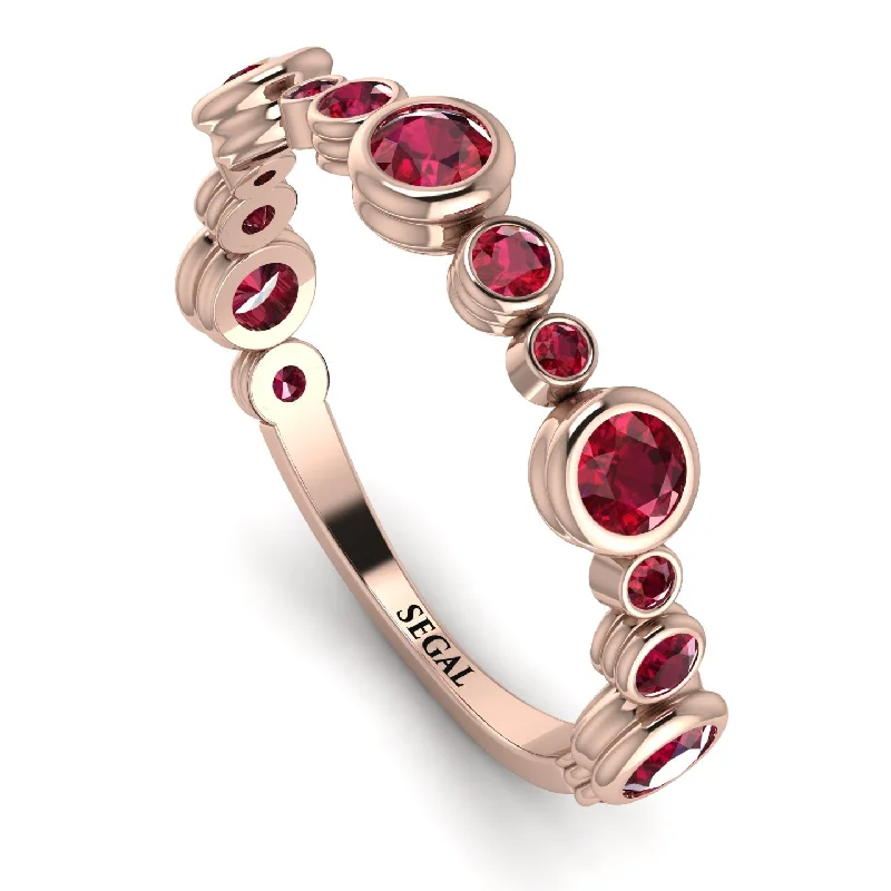 women's ring diamond solitaire -Bezel Ruby Eternity Band - Valeria No. 56