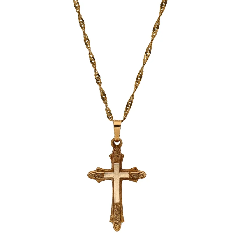 women's necklaces sapphire -14K Yellow Gold Cross Necklace with 16 Inch Chain