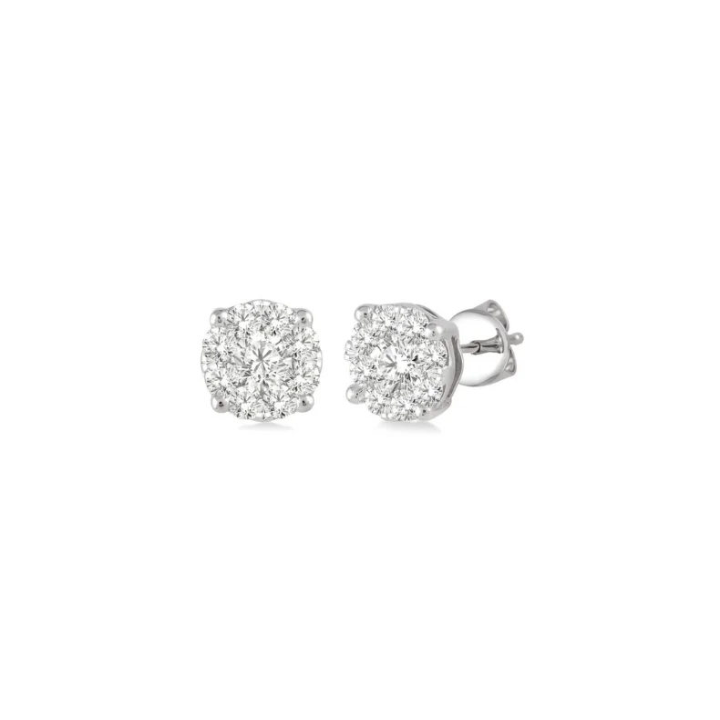 women's earrings minimalist bar drop -14 Karat White Gold 1/6 Carat Lovebright Diamond Earrings