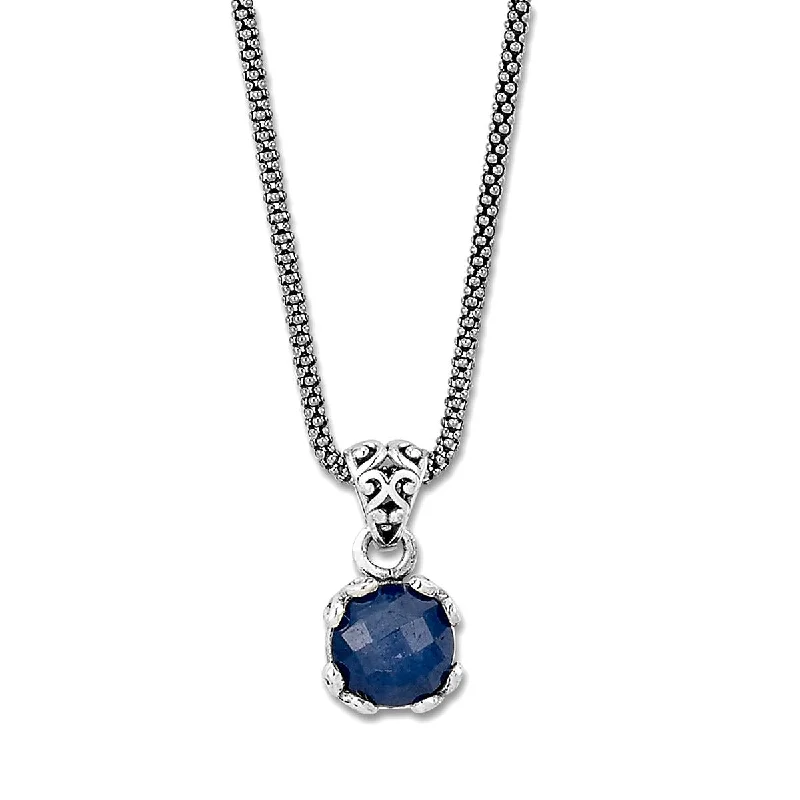 women's necklaces moissanite -SAMUEL B. SAPPHIRE PENDANT NECKLACE