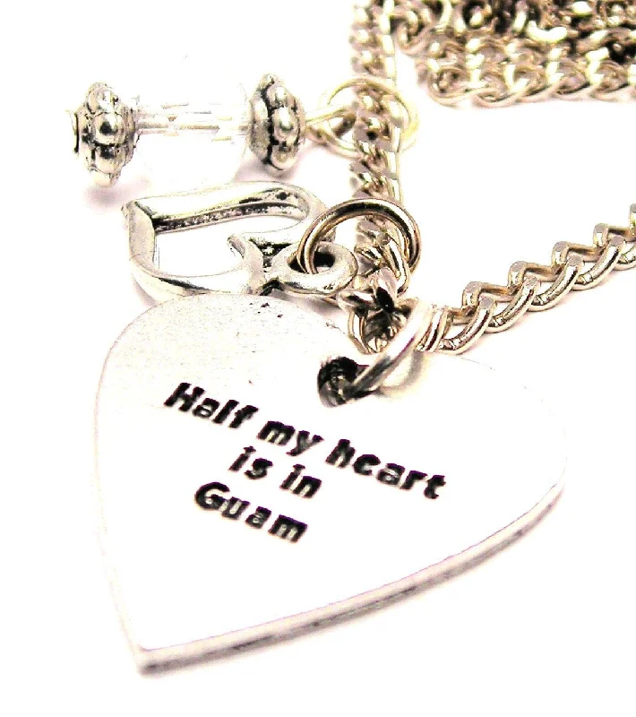 women's necklaces infinity love design -Half My Heart Is In Guam Necklace with Small Heart