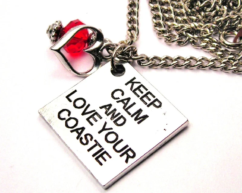 women's necklaces gemstone halo -Keep Calm And Love Your Coastie Necklace with Small Heart