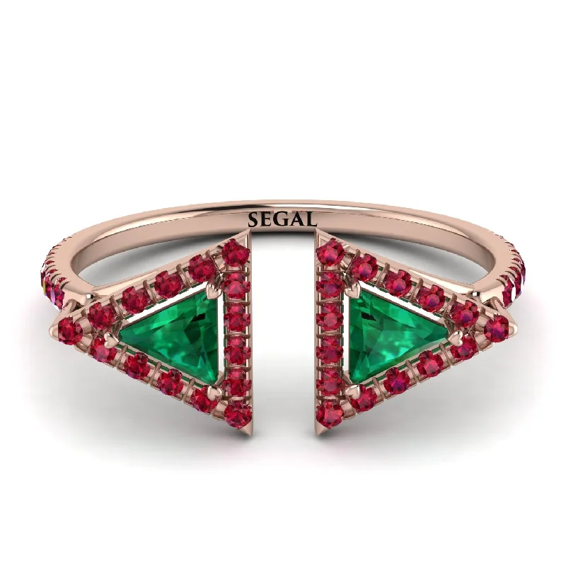 women's ring ruby -Triangle Emerald Open Ring - Nevaeh No. 50