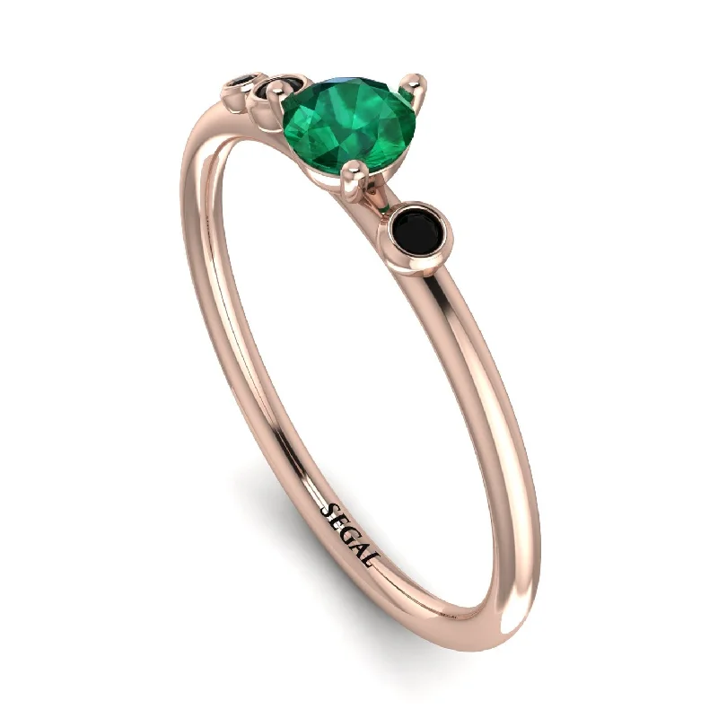 women's ring three-stone setting -Minimalist Thin Emerald Ring - Brielle No. 35