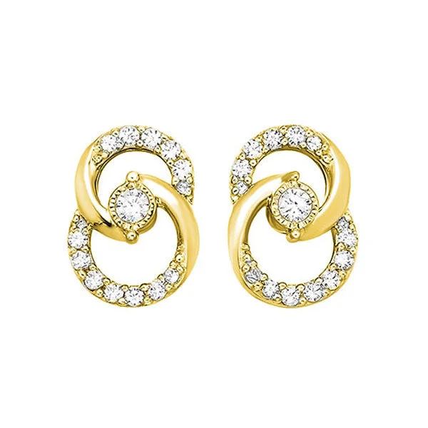 women's earrings delicate and elegant -1/4 Ctw Diamond Earrings in 10 Karat Yellow Gold